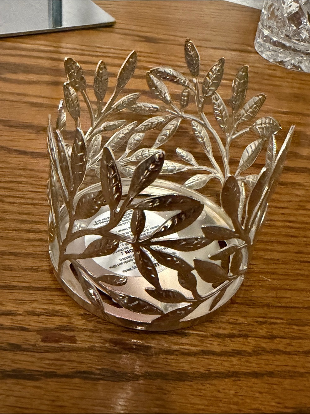Bath & Body Works Silver Leaf Cutout Metal Single Wick Candle Holder